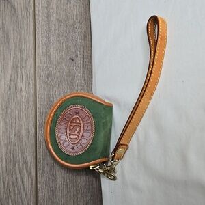 Vintage Dooney & Bourke Green and Brown Suede Leather Coin Pouch